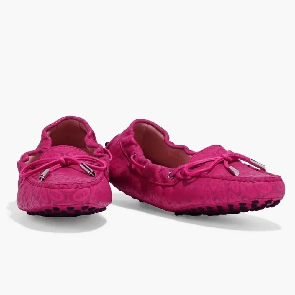 Tod's Alber Elbaz Heaven Laccetto Embossed Leather Loafers Pink Nwt